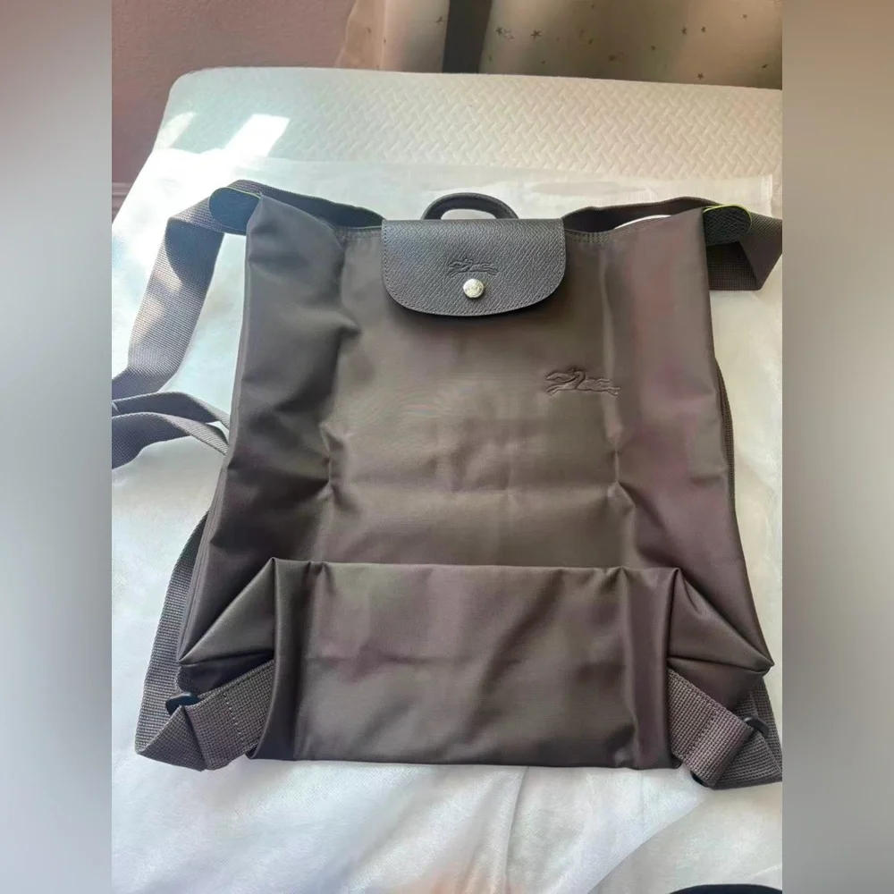 Longchamp Medium Backpack Recycled Canvas Terre Sophisticated Matte Finish